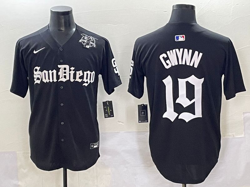 Men 2025 San Diego Padres #19 Gwynn Black Five generations Joint Name Nike MLB Jersey style 12->san diego padres->MLB Jersey